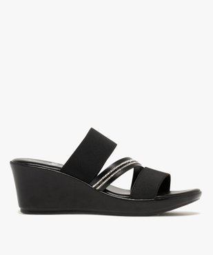 Mules femme à talon compensé avec brides élastiques et strass vue1 - GEMO(URBAIN) - GEMO