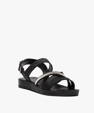 Sandales femme unies à talon plat et à brides contrastées vue2 - GEMO (CASUAL) - GEMO
