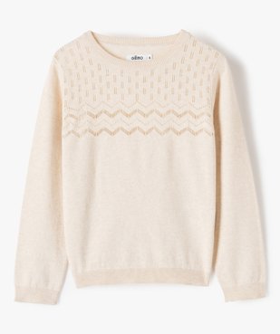 Pull fille en fine maille à plastron ajourée vue1 - GEMO (ENFANT) - GEMO