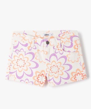 Short fille en toile denim à motifs fleuris vue2 - GEMO 4G FILLE - GEMO