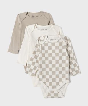 Bodies manches longues imprimés bébé garçon (lot de 3) vue1 - GEMO 4G BEBE - GEMO