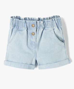 Short en jean bébé fille uni avec revers et taille élastiquée vue1 - GEMO 4G BEBE - GEMO