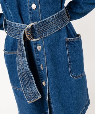 Robe en jean à manches longues avec large ceinture femme vue2 - GEMO(FEMME PAP) - GEMO