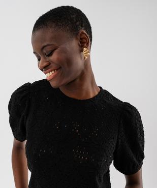 Tee-shirt à manches courtes en maille ajourée femme vue2 - GEMO 4G FEMME - GEMO
