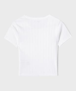 Tee-shirt manches courtes en jersey de coton ajouré fille vue3 - GEMO 4G FILLE - GEMO