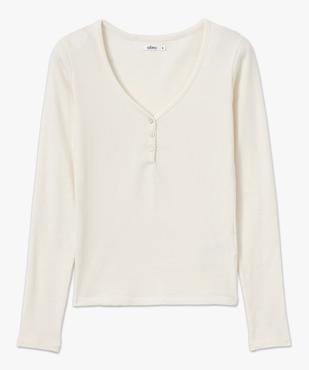 Tee-shirt femme à manches longues en maille côtelée vue4 - GEMO(FEMME PAP) - GEMO