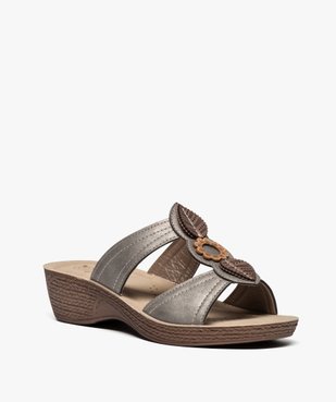 Mules femme confort à talon compensé et brides fantaisie vue2 - GEMO (CONFORT) - GEMO