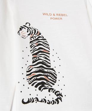 Tee-shirt manches longues imprimé pailleté fille vue3 - GEMO 4G FILLE - GEMO