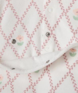 Pyjama en velours à losanges et fleurs bébé vue3 - GEMO 4G BEBE - GEMO