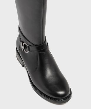 Bottes cavalières en cuir à zip et élastiques femme - Tanéo vue5 - TANEO - GEMO
