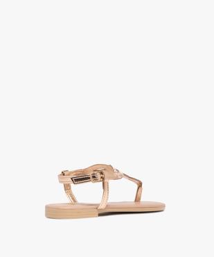 Sandales fille avec brides entre-doigts effet métallisé et à strass vue4 - GEMO (ENFANT) - GEMO