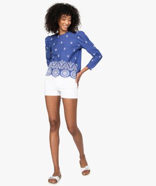 Blouse femme avec broderies ajourées vue5 - GEMO(FEMME PAP) - GEMO