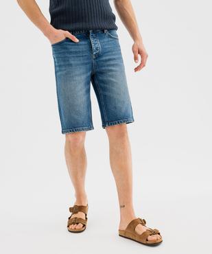 Bermuda en jean extensible et délavé coupe droite homme vue1 - GEMO 4G HOMME - GEMO