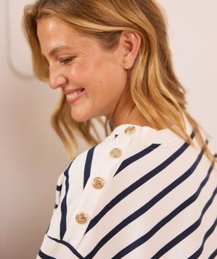 Sweat marin à épaule boutonnée femme - LuluCastagnette vue2 - LULU CASTAGNETTE GEMO FOR GOOD - GEMO