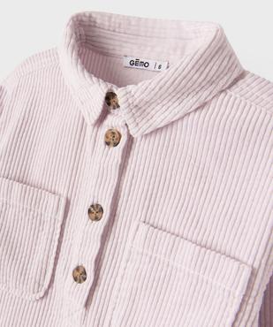 Robe chemise courte à manches longues en velours côtelée fille vue3 - GEMO (ENFANT) - GEMO