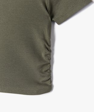 Tee-shirt manches courtes crop top à fronces fille vue2 - GEMO 4G FILLE - GEMO