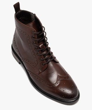 Boots homme dessus en cuir uni à bout fleuri - Taneo vue5 - TANEO - GEMO