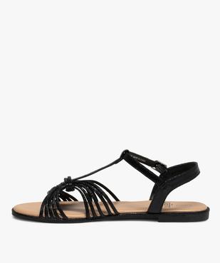 Sandales femme à talon plat et fines brides métallisées  vue3 - GEMO (CASUAL) - GEMO