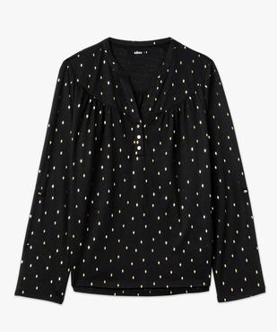 Tee-shirt à manches longues imprimé avec col boutonné femme vue4 - GEMO 4G FEMME - GEMO