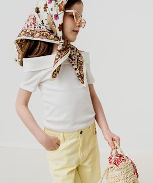 Tee-shirt manches courtes avec col Bardot fille vue1 - GEMO 4G FILLE - GEMO