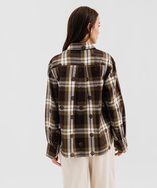 Chemise à carreaux et motifs brodés ajourés femme vue3 - GEMO(FEMME PAP) - GEMO