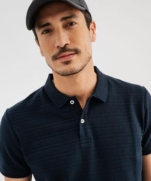Polo manches courtes à rayures texturées homme vue2 - GEMO (HOMME) - GEMO