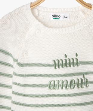 Pull brassière rayé avec message brodé bébé vue2 - GEMO(BB COUCHE) - GEMO