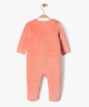 Pyjama bébé fille en velours avec fermeture froncée devant  vue3 - GEMO(BB COUCHE) - GEMO