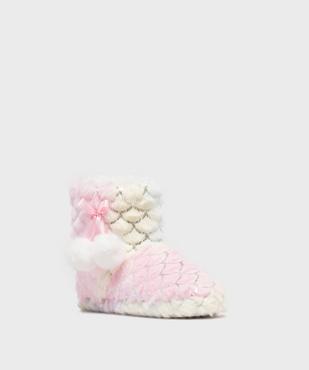 Chaussons boots avec motifs pailletés et pompons fille vue2 - GEMO 4G FILLE - GEMO
