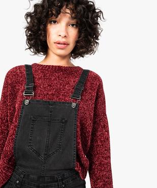 Salopette femme en jean stretch coupe slim effet usé vue2 - FOLLOW ME - GEMO