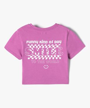 Tee-shirt fille coupe courte avec inscription vue4 - GEMO (JUNIOR) - GEMO