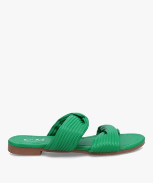 Mules femme unies à talon plat et brides matelassées vue1 - SANS MARQUE - GEMO