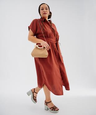 Robe chemise longue à manches courtes en maille fluide femme grande taille vue1 - GEMO 4G GT - GEMO