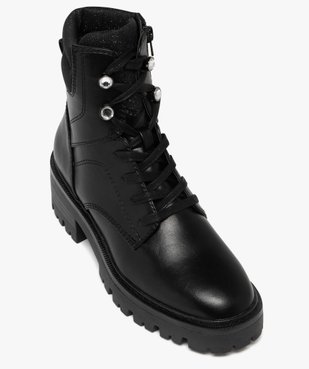 Boots femme fourrées avec col matelassé à paillettes et semelle épaisse crantée vue6 - 5 MILES - GEMO