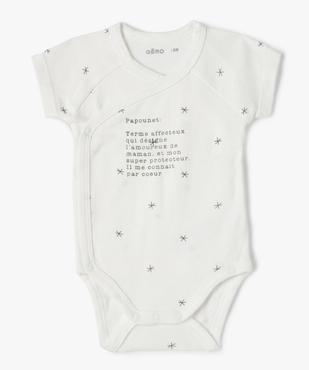 Body bébé manches courtes fermeture croisée (lot de 3) vue3 - GEMO 4G BEBE - GEMO