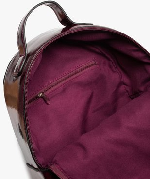 Sac à dos femme verni et arrondi aux lignes sobres vue3 - GEMO (ACCESS) - GEMO