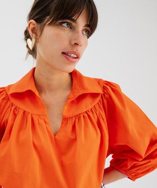 Blouse manches 3/4 en toile de coton unie femme vue4 - GEMO(FEMME PAP) - GEMO