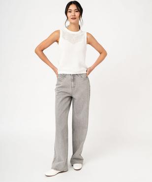 Jean wide leg taille haute coloris délavé femme vue5 - GEMO 4G FEMME - GEMO
