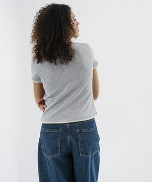 Tee-shirt manches courtes et col rond boutonné femme vue3 - GEMO 4G FEMME - GEMO