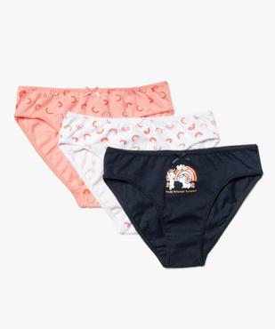 Culottes imprimées licorne et arc-en-ciel fille (lot de 3) vue1 - GEMO 4G FILLE - GEMO