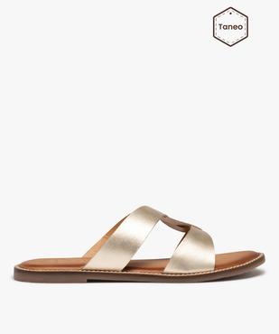 Mules femme à talon plat et larges brides en cuir - Taneo vue1 - TANEO - GEMO