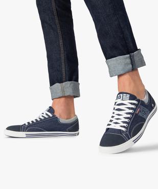 Baskets homme en toile avec surpiqûres contrastantes vue1 - GEMO (CASUAL) - GEMO