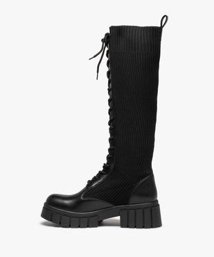 Bottes femme à semelle crantée et tige en maille vue3 - GEMO (CASUAL) - GEMO