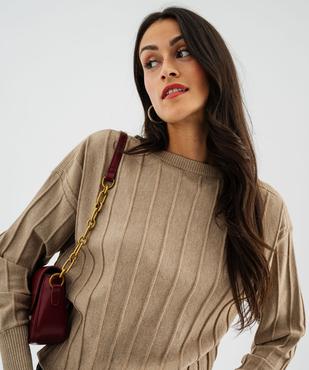 Pull fin loose à rayures texturées et maille pailletée femme vue2 - GEMO(FEMME PAP) - GEMO