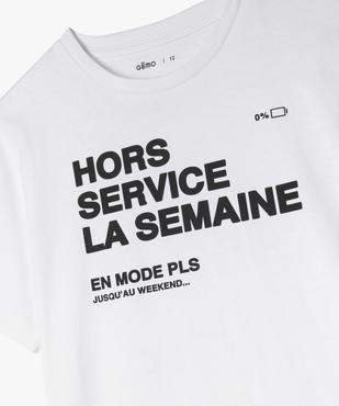Tee-shirt manches courtes avec inscription garçon vue2 - GEMO 4G GARCON - GEMO