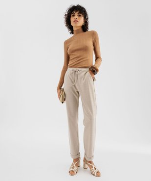 Tee-shirt manches longues et col montant en maille ajourée femme vue4 - GEMO(FEMME PAP) - GEMO
