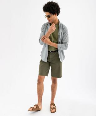 Bermuda chino droit avec ceinture tressée homme vue4 - GEMO (HOMME) - GEMO