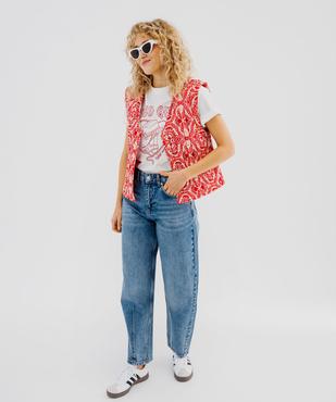 Tee-shirt manches courtes avec motif folk femme vue4 - GEMO(FEMME PAP) - GEMO