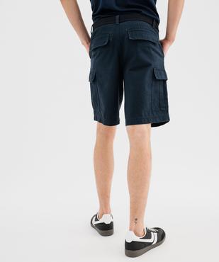 Bermuda cargo en toile de coton lavée avec ceinture homme vue3 - GEMO (HOMME) - GEMO