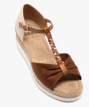 Sandales femme à talon compensé avec bride en suédine effet drapée vue6 - GEMO(URBAIN) - GEMO